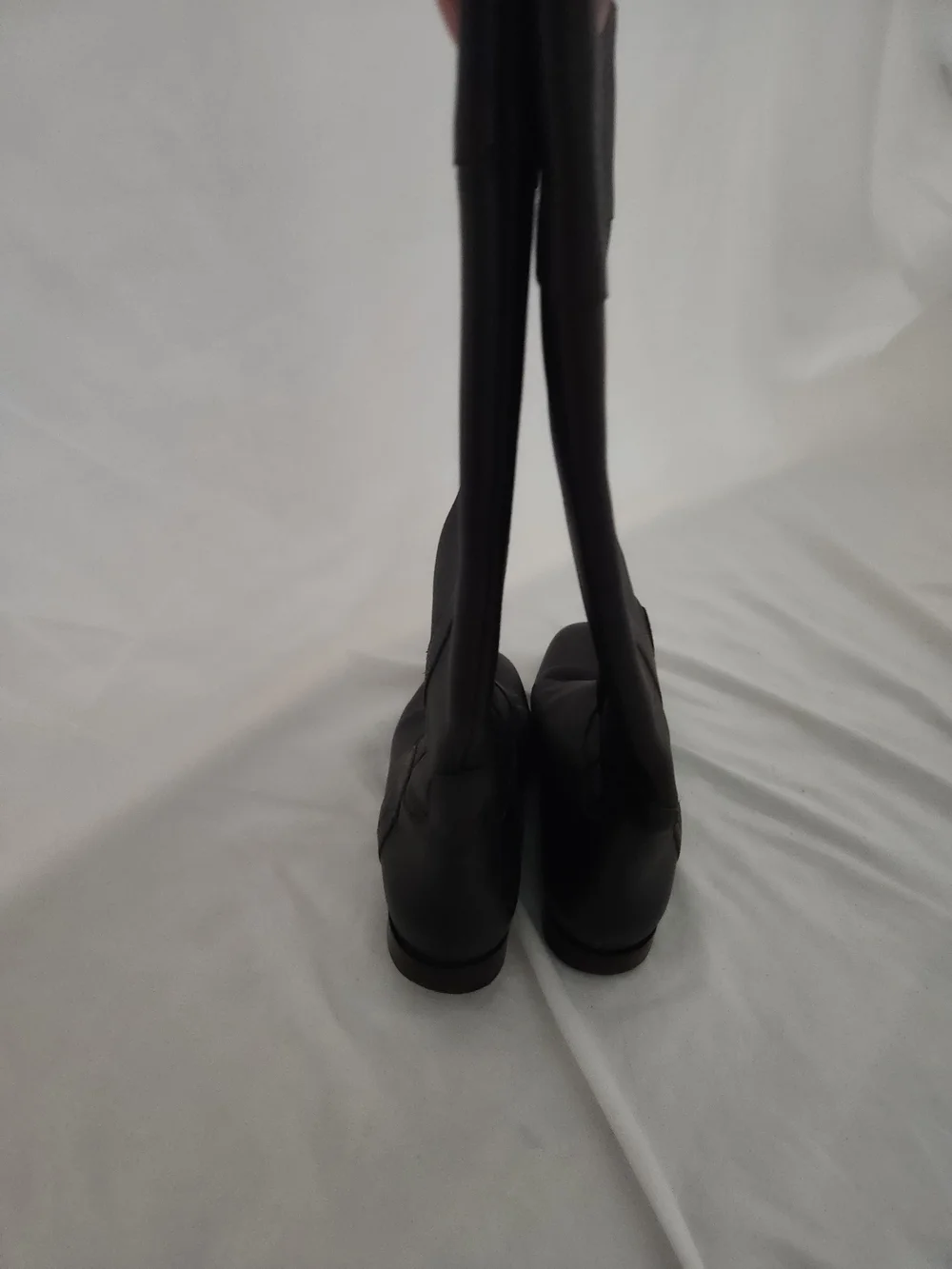 Salvatore Ferragamo Black Leather Over-the-Knee Riding Boots with Gold Hardware
